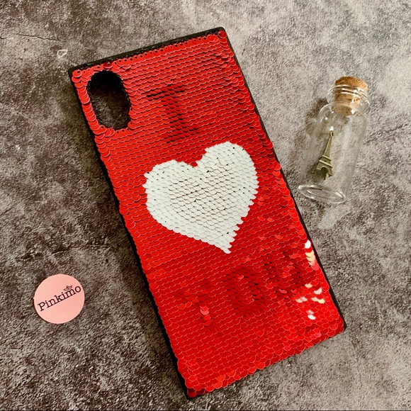 New iPhone XS/X Dual Side I ❤️ U Sequin Case - Picture 6 of 7